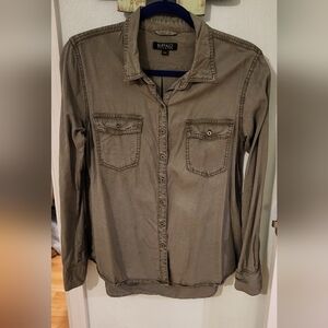 Buffalo David Bitton Women's Casual Olive Green Button Down Shirt